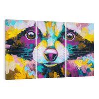 Obraz na płótnie 120x80 - Przebudzenie snu artysty - zbliżenie, kolorowy portret szopa pracza