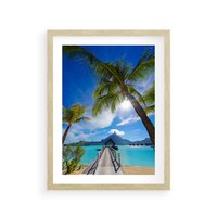 Plakat w ramie 40x50 - Tropikalne palmy nad oceanem - palmy, ocean - rama drewno