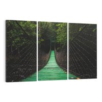 Obraz na płótnie 120x80 - Most linowy w lesie - most, linowy