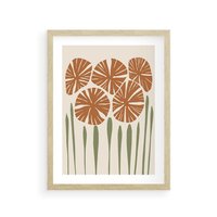 Plakat w ramie 50x70 - Akwarelowe Echa Przyrody - kwiaty, nowoczesny plakat - rama drewno