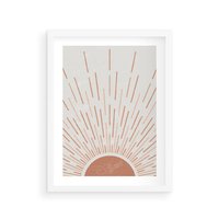 Plakat w ramie 30x40 - Słońce w Stylu Boho - słońce, grafika boho - rama biała