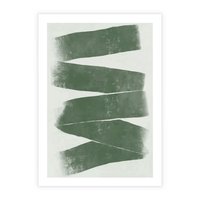 Plakat bez ramy 21x30 - Zielone Refleksje - abstrakcja, zgaszony zielony kolor