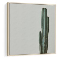 Obraz w ramie 50x50 - Zieleń i Subtelność - kaktusy, liście - rama drewno