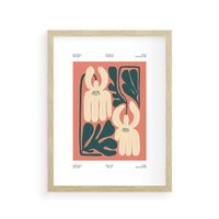 Plakat w ramie 50x70 - Migotliwe Echa - kwiaty, nowoczesna abstrakcja - rama drewno