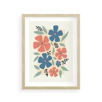 Plakat w ramie 40x50 - Kolorowe Pasmo - kwiaty, nowoczesna abstrakcja - rama drewno