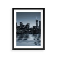 Plakat w ramie 50x70 - Nocne pejzaże miasta - miasto, nocą - rama czarna