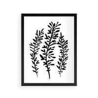 Plakat w ramie 50x70 - Spokojne Wiatrem Uginane - szkic, czarno biały - rama czarna