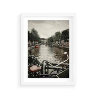 Plakat w ramie 50x70 - Miasto na Wodzie - holenderskie kanały, amsterdam - rama biała