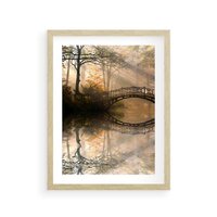 Plakat w ramie 40x50 - Romantyczny Mostek - mostek, romantyczny - rama drewno