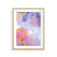 Plakat w ramie 40x50 - Migotliwe Wnętrza Kształtów - abstrakcyjny plakat, pastelowe kolory - rama drewno