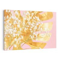 Obraz na płótnie 100x70 - : Elegancja w Złocie - złote, liście