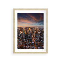 Plakat w ramie 40x50 - Miasto wieżowców w perspektywie - miasto, wieżowce - rama drewno