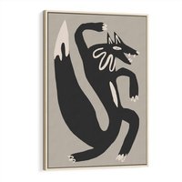 Obraz w ramie 80x120 - Strukturalne Odbicia Północy - skandynawska sztuka, lis - rama drewno