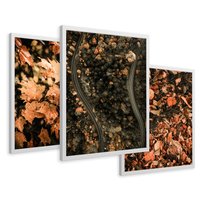 Zestaw obrazy w ramie 50x70 galeria - Jesień, liście, droga - rama biała