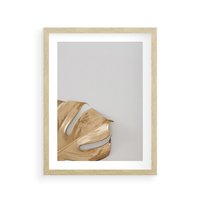 Plakat w ramie 50x70 - Natury Szlachetność - złote, liście - rama drewno