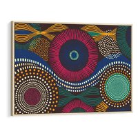 Obraz w ramie 100x70 - Energia Wzorców - enticzne wzory, kształty - rama drewno