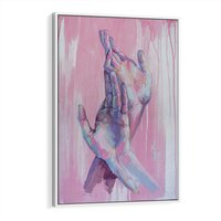 Obraz w ramie 70x100 - Splecione - obraz olejny, pastelowe kolory - rama biała