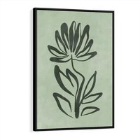 Obraz w ramie 50x70 - Zieleń Wyjątkowego Ukojenia - zielona abstrakcja, zgaszona zieleń - rama czarna