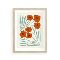 Plakat w ramie 40x50 - Makowe Odkrycie - czerwone kwiaty, maki - rama drewno