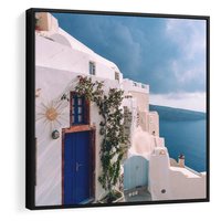 Obraz w ramie 50x50 - Urok Greckiej Wyspy - Santorini, Grecja - rama czarna