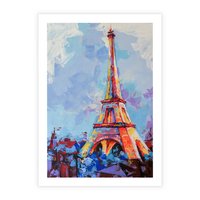 Plakat bez ramy 50x70 - Paryska Wieża - olejny abstrakcyjny obraz, wieża eiffla