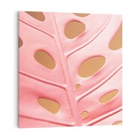 Obraz na płótnie 70x70 - Różowa monstera w pełnym rozkwicie - różowa, monstera