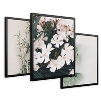 Zestaw obrazy w ramie 30x40 galeria - Liście, kwiaty, nowoczesny, styl - rama czarna