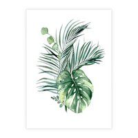 Plakat bez ramy 30x40 - Liście i Życie: Akwarelowa Oaza - akwarelowy obrazek, pamy