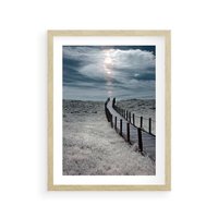 Plakat w ramie 40x50 - Burzowy pomost na plaży - plaża, pomost - rama drewno