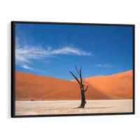 Obraz w ramie 70x50 - Słońce i Suche Drzewo - pustynia, suche - rama czarna