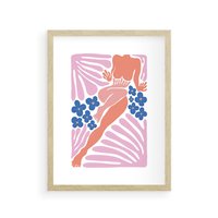 Plakat w ramie 30x40 - Opowieść Ognistych Rytów - nowoczesny kobiecy akt, graficzne kształty - rama drewno