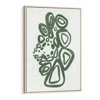 Obraz w ramie 70x100 - Migotliwe Widzenia Zieleni - zielona abstrakcja, zgaszona zieleń - rama drewno