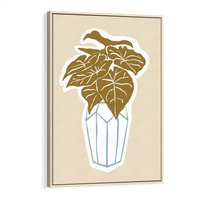 Obraz w ramie 70x100 - Bezgraniczne Marzenia - nowoczesna kompozycja, liście monstery w wazonie - rama drewno