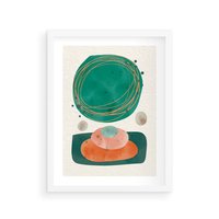 Plakat w ramie 40x50 - Rozmyte Granice - abstrakcyjne plamy, zielony - rama biała