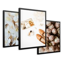 Zestaw obrazy w ramie 40x50 galeria - Kwiaty, moda, nowoczesny - rama czarna