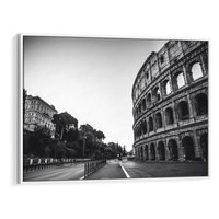 Obraz w ramie 100x70 - Echa Historii - czarno biała fotografia, koloseum - rama biała