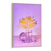 Obraz w ramie 70x100 - Minimalizm i Urok Natury - liście, pastele - rama drewno