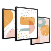 Zestaw obrazy w ramie 40x50 galeria - Nowoczesne, grafiki, abstrakcja, pastele - rama czarna