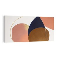 Obraz na płótnie 120x60 - Pudrowe Kreacje - abstrakcyjne plamy koła złote linie modern art