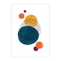 Plakat bez ramy 30x40 - Kolorowe Plam z Czarnymi Liniami - kolorowe plamy, szkic