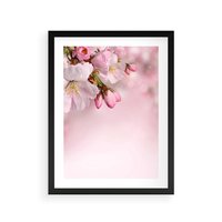 Plakat w ramie 40x50 - Kwitnąca wiśnia: delikatność natury - kwitnąca, wiśnia - rama czarna