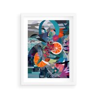 Plakat w ramie 40x50 - Migocące Widoki Harmonii - abstrakcyjny obraz, jak picasso - rama biała