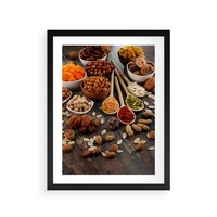 Plakat w ramie 50x70 - Szlachetne smaki kuchni - nasiona, bakalie - rama czarna