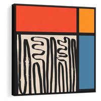 Obraz w ramie 50x50 - Podróżne Wibracje Serca - abstrakcyjny obraz, proste linie - rama czarna