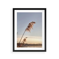 Plakat w ramie 50x70 - Naturalna Delikatność - trawy, boho - rama czarna