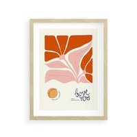 Plakat w ramie 50x70 - Miłość w Kwiatowym Sercu - kwiaty, miłość - rama drewno
