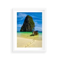 Plakat w ramie 40x50 - Łódź nad Morzem - łodź, morze - rama biała