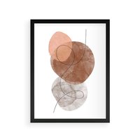 Plakat w ramie 40x50 - Brązowe Akwarelowe Zawirowania - abstrakcja, brązowe akwarelowe plamy - rama czarna