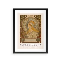Plakat w ramie 50x70 - Mucha: Reprodukcja i Typografia na Plakacie - reprodukcja, alfons mucha - rama czarna