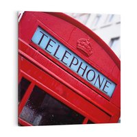 Obraz na płótnie 80x80 - Budka Telefoniczna Londyn - Ikona Brytyjskiego Stylu - budka, telefoniczna